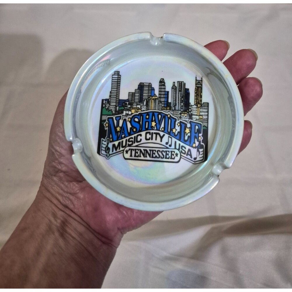 Opalescent Nashville Music City Tennessee Ashtray Skyline
